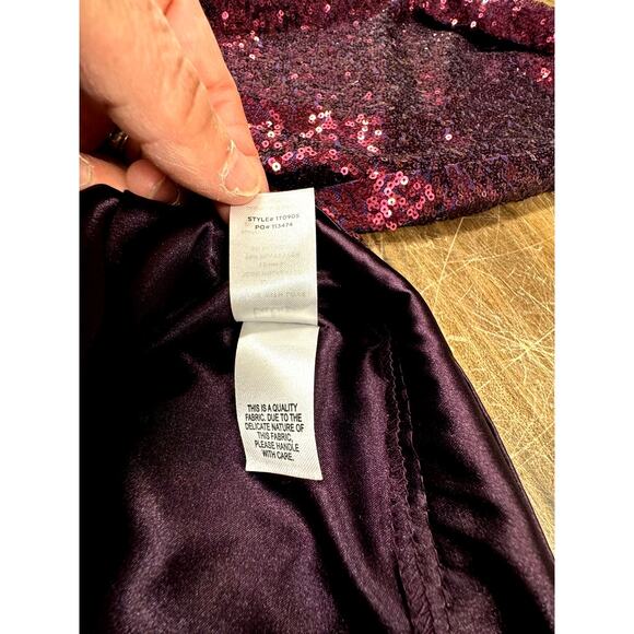 LULUS Half Blouse Top,Sequins.Bishop Sleeve, Zipper BackPurple,Fairy,Goth - Picture 9 of 12